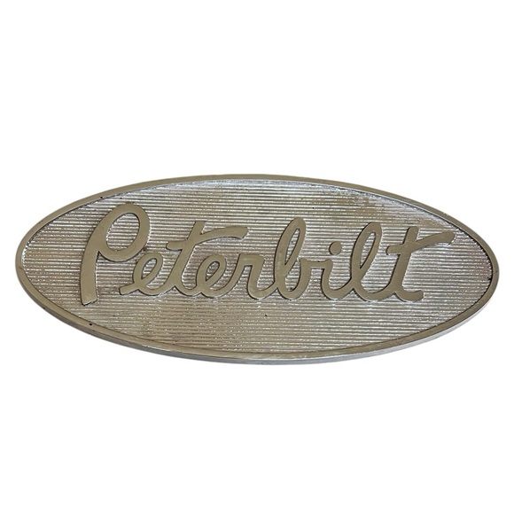 Vintage Peterbilt Chrome Truck Badge Plate Trucker Semi - Picture 1 of 7